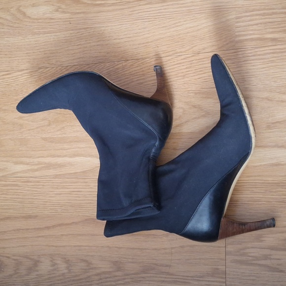 GUCCI Neoprene Sock Boots Black Smooth Leather sz 7 - Picture 1 of 10